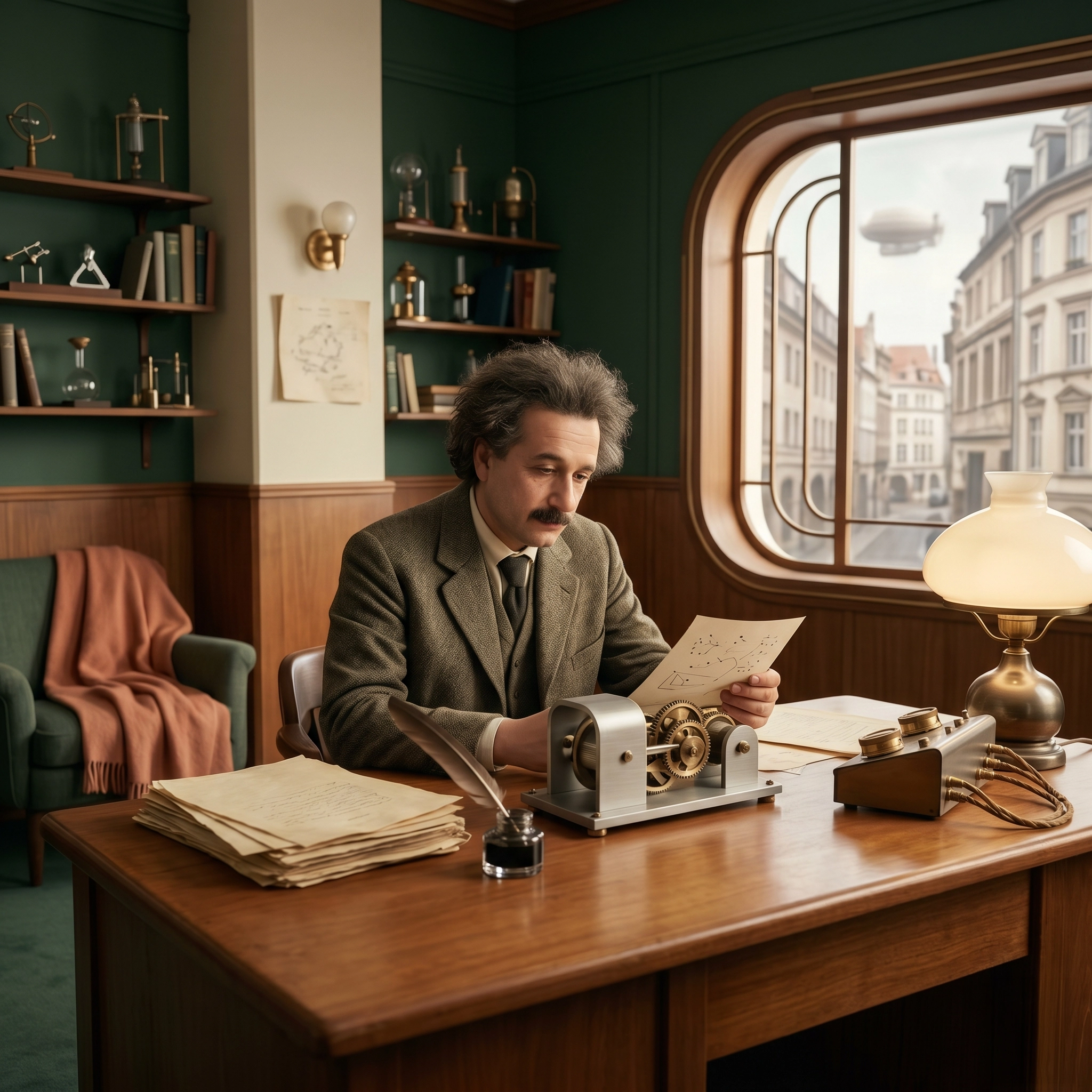 Ilustración sobre ¿Un Trabajo Remoto Histórico? Einstein Y Su Oficina De Patentes - Not a Bot Agency, talento tecnológico LATAM.